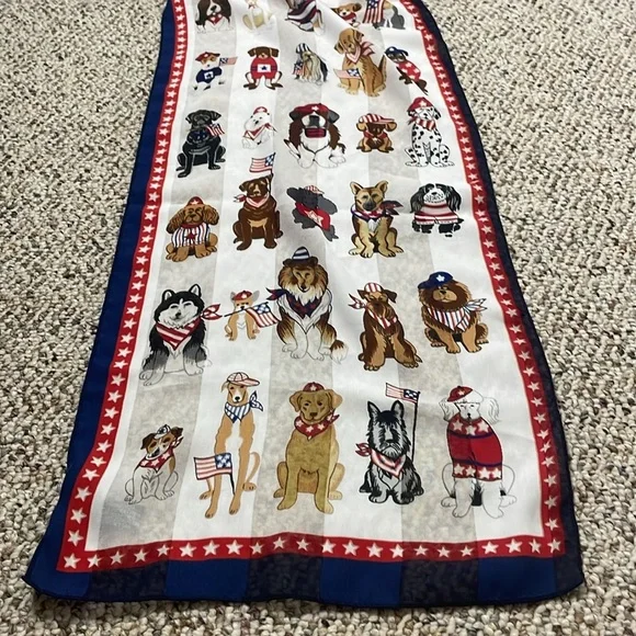 Animal Print Scarf with Red and Blue Patriotic Accents - Picture 5 of 6